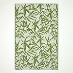 HOMESCAPES White & Green Outdoor Rug for Garden or Patio 100% Recycled Plastic 180 x 270cm Lightweight Waterproof Botanical Garden Rug Bamboo Design “Zena” Woven Floor Mat for Indoor & Outdoor Use