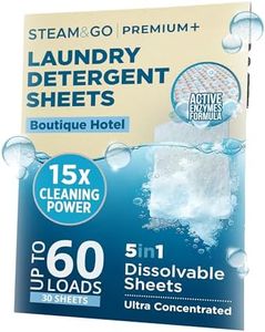Steam & Go 5-in-1 Premium+ Dissolvable Laundry Detergent Sheets - Boutique Hotel Scent, 30 Count
