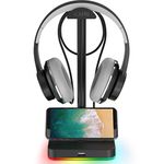 RGB Headphone Stand with USB Hub KAFRI Desk Gaming Headset Holder Hanger Rack with 1 USB2.0 Extension Charging Port Extender Cord - Suitable for Gamer Desktop Table Game Earphone Accessories