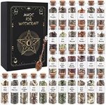 Witchcraft Supplies Herbs - 30 Bottles Dried Herbs Kit for Beginners - Altar Supplies Healing Herbal Natural Herbs Crystal Spoon for Wicca, Pagan Magic Spells and Bath