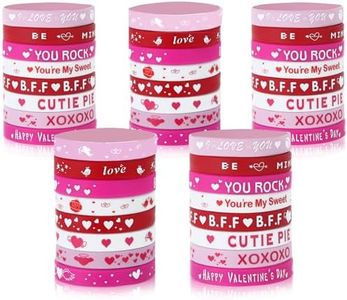 TRWWELL 40Pcs Valentines Day Wristband Silicone Bracelets Pink Red Love Heart Accessories Gift Rubber Bracelets for Valentine's Day Decorations Party Favors