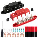 12V - 48V Bus Bar Power Distribution Block with 4 x M8 (5/16") Studs Junction Block Automotive Marine Battery Busbar Terminal Block with Cover - 250A Negative&Positive