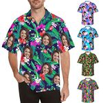 Custom Hawaiian Shirt with Face Photo Personalized Shirt Customized Gifts for Men Dad Boyfriend Husband with Tropical Beach, Color 13, Medium