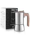 Sivaphe Stovetop Espresso Maker 100ml, Induction Hob Italian Coffee Percolator Maker Moka Pot Stainless Steel 2 Italian Cups