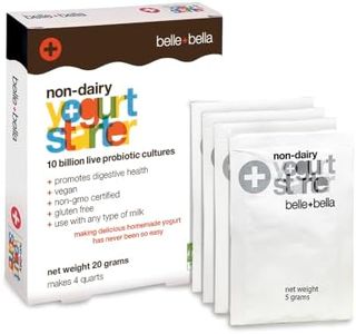 Belle + Bella Non-Dairy Vegan Yogurt Starter - Gluten Free, No Added Sugar, Non GMO - Makes 4 Quarts Vegan Yogurt - 10 Billion Live Cultures - Mix with any Milk - 1 Box
