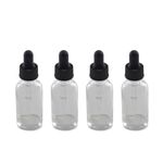 The Bottle Depot - 4 Pack - 1 oz Glass Bottle with Dropper - Clear - 20-400 Neck Finish - Boston Round Bottles - Leakproof Essential Oils Bottles