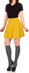 RICHIROBINS Women's Midi Skirt Vibrant Colors Trendy Skater Style (Medium, Yellow)