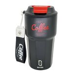 House of Quirk 420ML Stainless Steel Coffeemate Insulated Tumbler, Double Vacuum Insulated Travel Coffee Mug 100% Leak Proof with Lid Hot and Cold (Black)