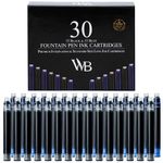 Wordsworth & Black Fountain Pen Ink Refills - Set of 15 Black 15 Blue Ink Cartridges - International Standard Size - Length APPR 5.2 cm - Base Diameter APPR 0.6 cm - Disposable and Generic