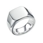 Epinki 8MM Rings Promise Men, Silver Square Polished Rings for Fashion, Stainless Steel Ring Size L 1/2