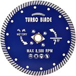 7" Diamond Turbo Blade Granite Diamond Blade for Granite Marble Porcelain Tile Wet/Dry Cutting