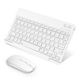 SOPPY Portable Bluetooth Keyboard and Mouse, Rechargeable Mini Keyboard, Wireless Keyboard for iPad 9.7/iPad 10.2/iPad Air/Pro/Samsung Tab/Lenovo Tab/iOS/Android/Windows, UK Layout (White)