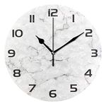 Baofu Marble Wall Clock Round Vintage Retro Silent Non Ticking Battery Operated Accurate Arabic Numerals Design Decorative for Home Kitchen Living Room Bedroom Office(10 Inch)