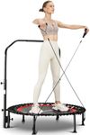 40" Exercise Trampoline, ANCHEER Mini Foldable Trampoline Rebounder, Adjustable Fitness Trampoline with Handle for Adults Kids, Indoor/Garden/Workout Cardio, Max Load 300lbs (Red)