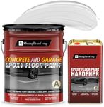 4 Gallon White Epoxy Floor Paint kit (High-gloss,800 sq.ft) -100% solids| 6H hardness|20-year durability| Compatible with decorative color flakes,Concrete coating for Garages,Basements, Wall