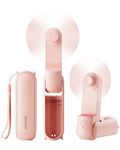GAIATOP Portable Handheld Fan, Foldable Small Fan, Mini Hand Held Fan with USB Rechargeable 2000mAh Battery, Eyelash Fan for Girls, Travel For Women, Outdoor Pink
