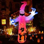 Halloween Ghost, CAMULAND 8FT Halloween White Ghost Inflatable Outdoor Decoration with Built-in Color Changing LED Lights, Great for Backyards, Gardens and Lawns