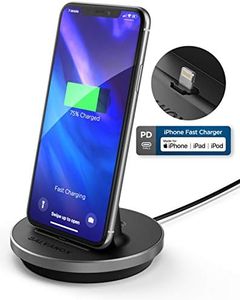 Encased iPhone Charger Stand (MFi Certified) Fast Charging Lightning Desktop Holder Dock with Built-in USB C Cable for Apple iPhone 8/8 Plus/X/Xs Max/XR/11/12/Pro Max