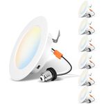 LVWIT 4 Inch 5CCT Retrofit LED Pot Lights, 7W 700 Lumens Dimmable LED Downlight, IC Rated Recessed Lighting, 6 Pack (2700K/ 3000K/ 4000K/ 5000K/ 6000K- 5CCT)
