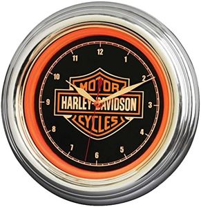 Harley-Davidson Bar & Shield LED Clock, Long Lasting Bright Orange, HDL-16633