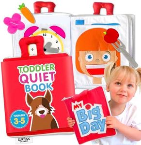 Curious Columbus Quiet Books for Toddlers - My Big Day Montessori Busy Book - Essential Toddler Travel Toys - Educational Toy Fabric Busy Books for Early Learning and Preschool Kids (Red)