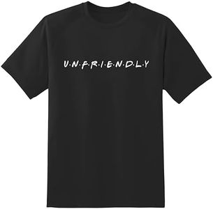 T-Shirt for Men & Women Unfriendly Printed Tee Funny Design T-Shirt Black, Black, Large