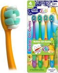 GuruNanda Butter On Gums Kids Toothbrush - 4 Pack Extra Soft Bristles Toothbrush for Kids, Multi-Colored & Fun to Use for Beginner Cleaning - Ergonomic Grip Handle - BPA & Cruelty-Free (Age 3+)