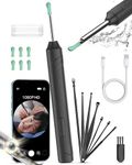 Ear Wax Removal, 1080P FHD Wireless Otoscope Earwax Removal Tool, WiFi Ear Endoscope with LED Lights, 3mm Mini Visual Ear Inspection Camera Silicone Ear Pick for Adults Kids Pets… (Black)