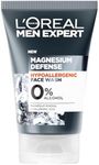 L'Oréal Men Expert Sensitive Skin Face Wash, Magnesium Defence, Men's Facial Cleanser, With Magnesium Mineral And Hyaluronic Acid, 100ml