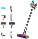 Dyson V8 Absolute Cordless Vacuum | Silver, HEPA Filter, Rotating Brushes, Bagless, Battery Operated, Up to 40 Min Runtime, 2-Year Warranty, with 5AVE Microfiber Cloth