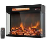 ORALNER Electric Fireplace Insert 23 Inch, 3-Sided Glass Fireplace Heater w/Remote Control & 8H Timer, Thermostat, Overheat Protection, Indoor Recessed Fireplace Insert for TV Stand, 1500W, Black