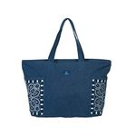 AQVA Cotton Canvas Tote Bag for Women with Side Pocket Details | Trendy Stylish Multipurpose Handbag with Inside Pockets and Zipper | Shoulder Bag for Shopping, Beach, Travel and Work | Beach Blue