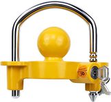 Covienapp Trailer Hitch Lock Universal Tow Ball Adjustable Trailer Ball Lock Fits 50 mm,1-7/8”,2”,2-5/16” Couples,Includes 2 Keys,Yellow