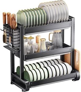 Scizor Dish Drying Rack, 3 Tier Dish Rack for Kitchen Counter, Dish Drainer with Cutlery Holder,Cutting Board Holder, Drying Rack for kitchen,Dish Strainer Shelf for Kitchen (280 rack)