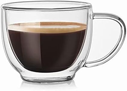 Baskety Double Wall Glass Coffee Mugs, Espresso Cups, Drinking Glasses for Coffee&Tea, Insulated Glass Mugs with Large Handle, Clear Mugs Each 200ml (Pack of 1)