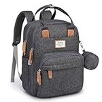 Diaper Bag Backpack, RUVALINO Multifunction Travel Back Pack Maternity Baby Changing Bags, Large Capacity, Waterproof and Stylish, Dark Gray