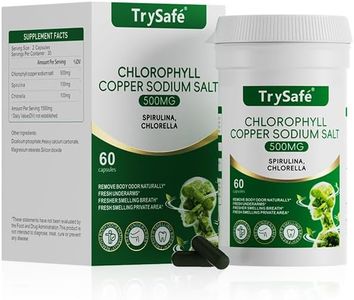 TrySafe 950MG Natural Chlorophyll Capsules with 600MG Chlorophyll Copper Sodium Salt, 200MG Spirulina, 150MG Chlorella - Detox & Digestion Support*, Effective Body's Odor Control*