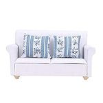 Dollhouse Furniture on 1/12 Scale of Miniature Sofa - Wooden Miniature Sofa Set with Cushions for Dollhouse Living Room and Bedroom Decoration Accessories(Two-seat Sofa with Cushions)