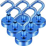 LOVIMAG Magnetic Hooks，25Lbs Magnet Hooks for Cruise Cabin, Magnetic Hooks for Hanging, Fridge, Classroom, Refrigerator, Ceiling, Office, Kitchen. Grill, Garage-6 Pack of Blue