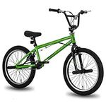 HILAND 20 Inch BMX Freestyle Bike for boys girlss With 360 Degree Gyro & 4 Pegs, 20 Inch BMX Bike for 8 9 10 11 12 Years old kid girl boys girls green