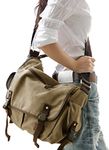 [Upgraded] Vintage Canvas Messenger Bag Large Book Laptop Shoulder Bag Women Men New