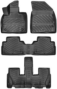 RizLiner Hyundai Palisade 7-Seater 2020-2025 (No 8-Seater Model) Floor Mats 3D Custom Fit Compatible with Hyundai Palisade Rubber Car Mats Laser Measured Floor Liners All Weather TPE (Front & Rear)
