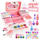 Kids Makeup Kit for Girl - Kids Toys Kid Make Up Set,Non Toxic & Washable Little Girls Toddler Toy, 66PCS Girl Toys Princess Play Makeup for Children Age 3-12 Years Old,Teen Christmas Birthday Gifts