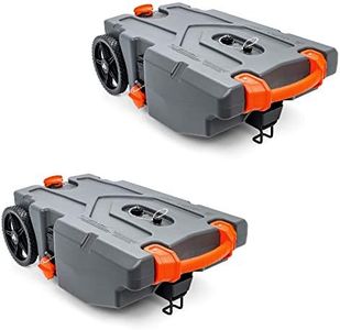 Camco 36 Gal Heavy Duty Rhino Portable RV Waste Tank with Wheels, Sewer Hose, Steel Tow Adapter, and Accessories, Gray (2 Pack)