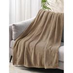 Cloth Fusion Flannel Plush Blanket Single Bed for Winters (58X86 inches or 147X220 cm,Golden Beige)