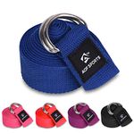 AQF Yoga Strap 1.8M, 2.4M, 3M Soft Cotton Leg Stretcher with D-Ring Buckle Adjustable Fitness Belt for Leg Stretching & Body Stretch Band (Blue, 1.8M)