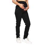 Silly Boom Maternity Black Denim Pants Leggings for Women - Pregnancy Pants Over-Belly Design and Elastic Waistband - Ideal Gift for Women and All Mums-to-Be (Denimleggings-Pant-Color-Black-M)