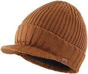 Magracy Men's Winter Knit Visor Hat Outdoor Thick Peaked Beanie Hat, Brown, One size