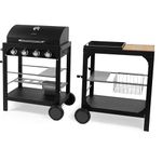 VonHaus Modular Gas Outdoor Kitchen Barbecue – Stainless Steel Food Grill & Food Preparation/Serving Cart – 4 Burner – Portable, Customisable, Interlocking