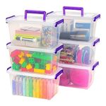 IRIS USA 5.1 L (5.4 US Qt) Medium Deep Stackable Storage Bin with Buckled-Up Lids and Handle, 6 Pack, for Organizing Stationery, Arts Crafts and Household Supplies, Health, Beauty, Clear/Violet